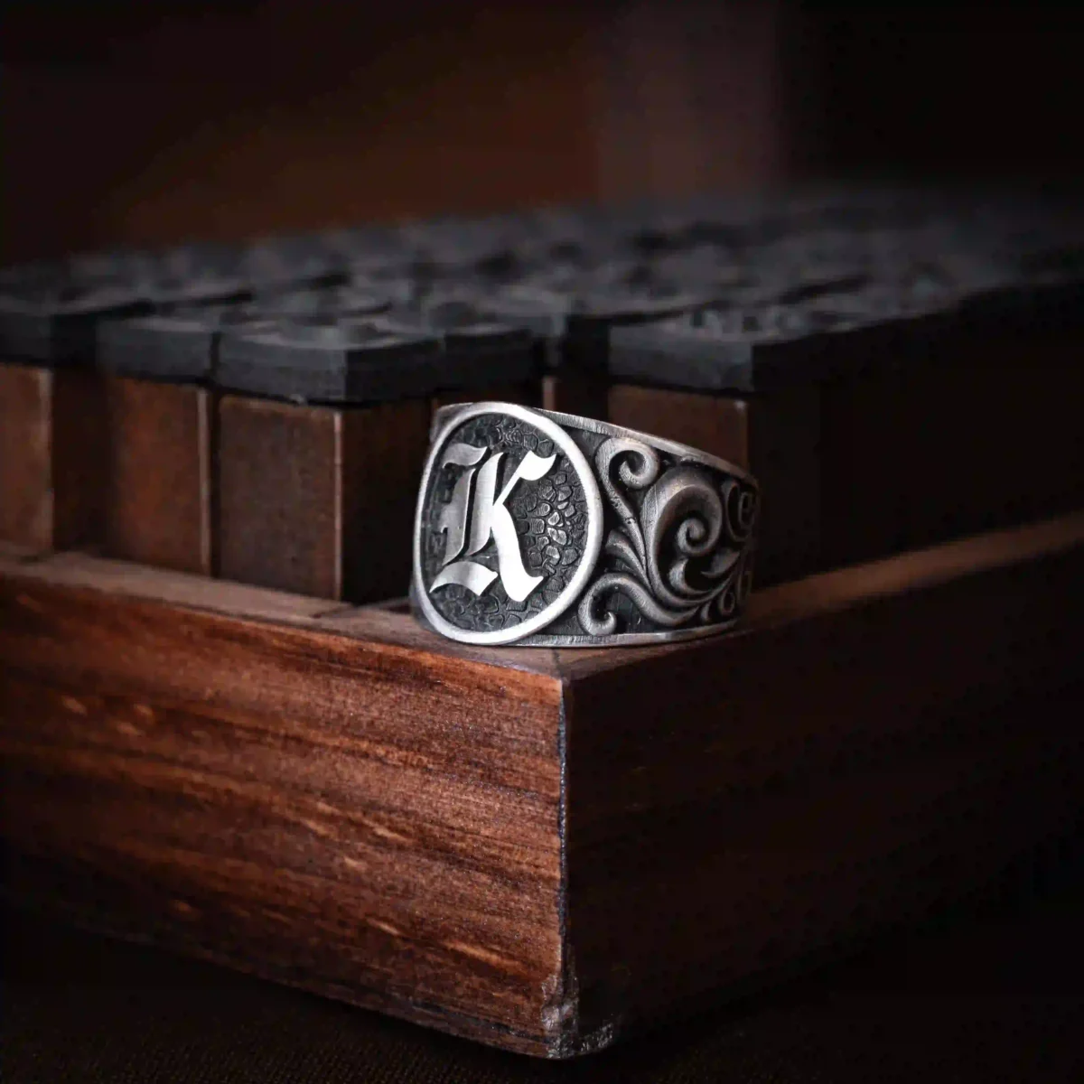 Nhẫn bạc s925 Nami Space Nhẫn Kí Hiệu K RS047