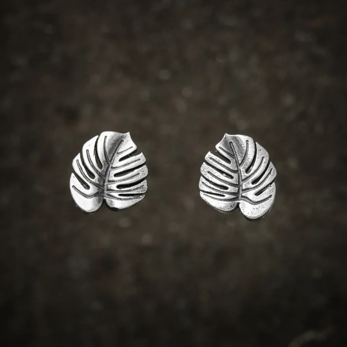 Alternative view of Khuyên tai bạc s925 Nami Space Lá Monstera ER0006