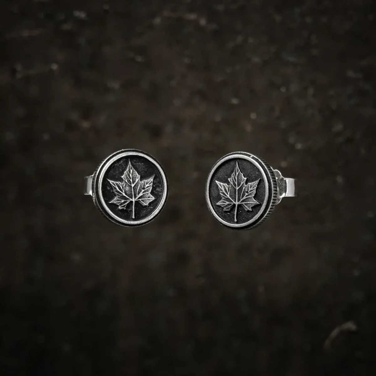 Alternative view of Khuyên tai bạc s925 Nami Space Lá phong Viền ER0009