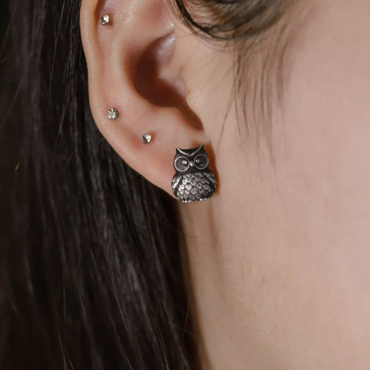 Alternative view of Khuyên tai bạc s925 Nami Space Cú Mèo ER0043