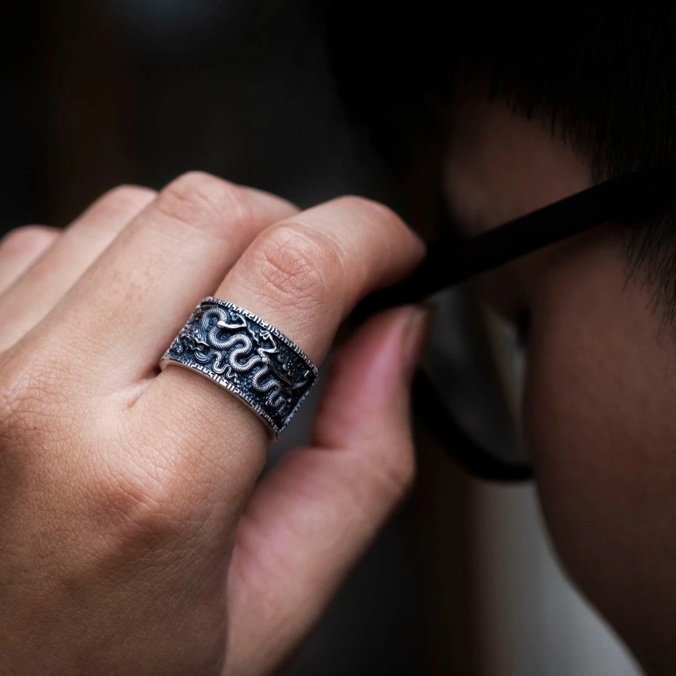 Nhẫn bạc s925 Nami Space RT056 Lý Long Có Vảy - Ảnh 5