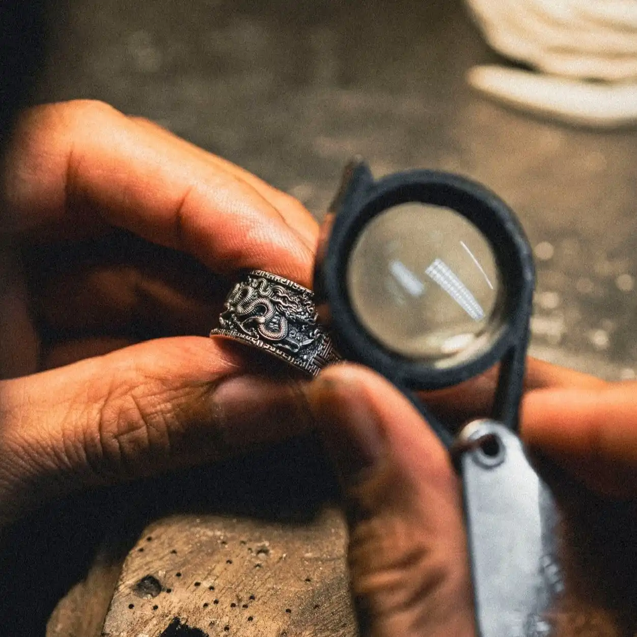 Nhẫn bạc s925 Nami Space RT056 Lý Long Có Vảy - Ảnh 4