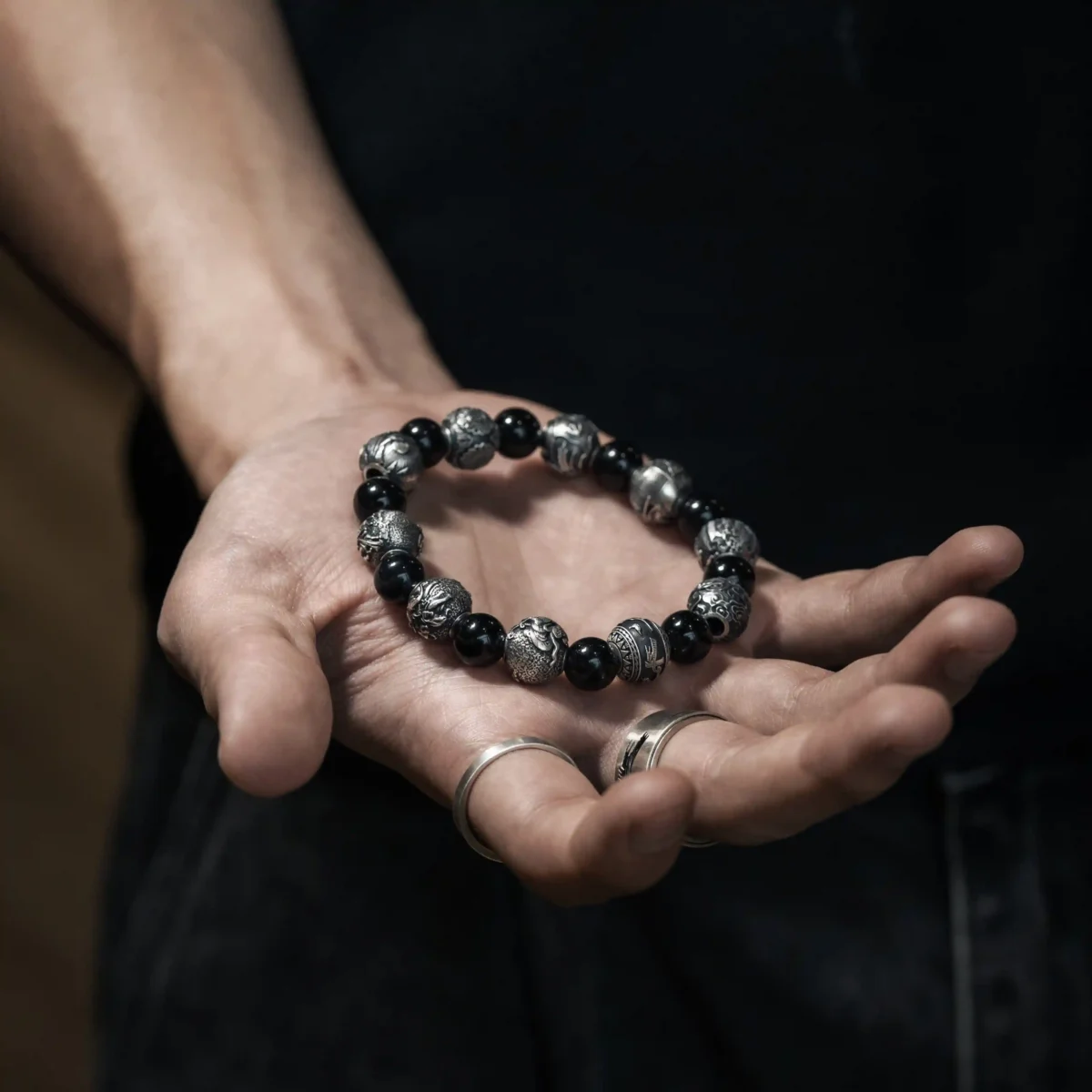 Vòng charm bạc s925 Nami Space Black Soul