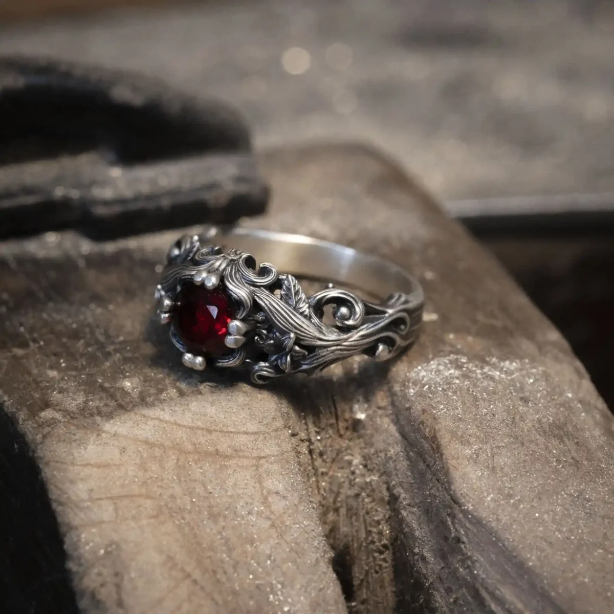 Alternative view of Nhẫn bạc s925 Nami Space Scarlet Stone RS080