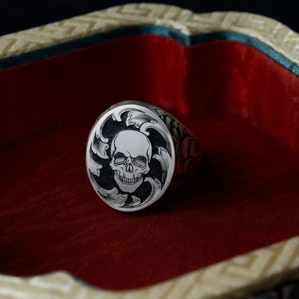 Nhẫn bạc s925 Nami Space chạm khắc thủ công Đầu Lâu